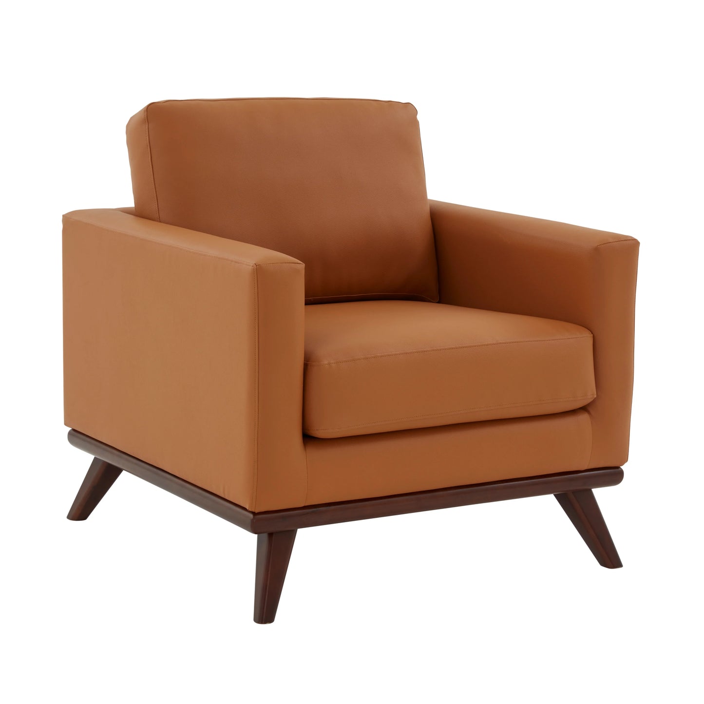 Chester Leather Accent Arm Chair with Birch Wood Base