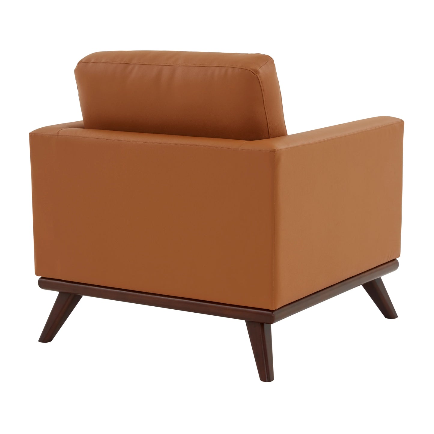 Chester Leather Accent Arm Chair with Birch Wood Base