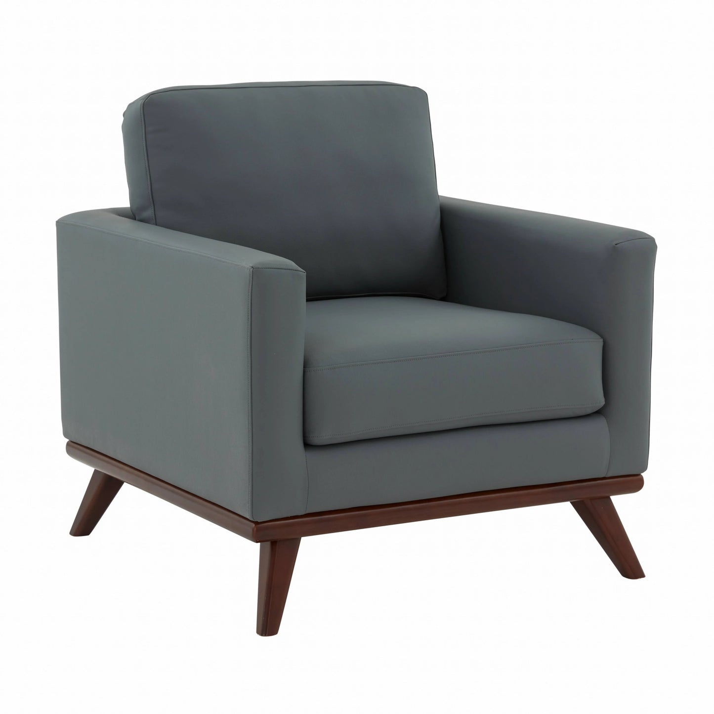Chester Leather Accent Arm Chair with Birch Wood Base