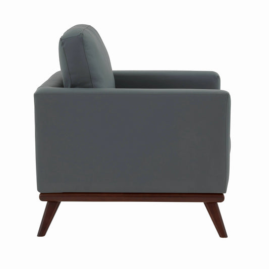 Chester Leather Accent Arm Chair with Birch Wood Base