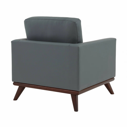 Chester Leather Accent Arm Chair with Birch Wood Base