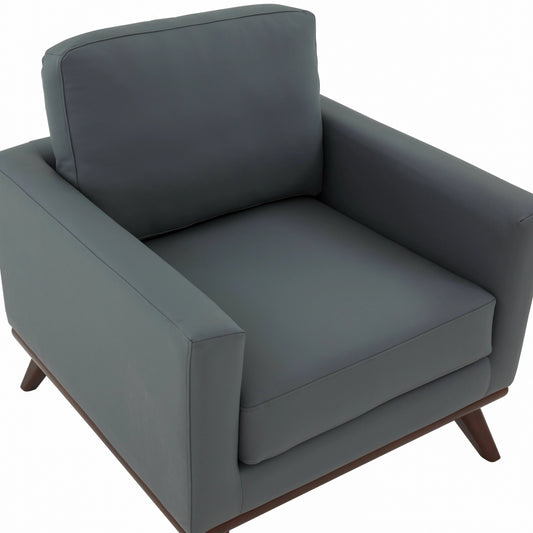 Chester Leather Accent Arm Chair with Birch Wood Base