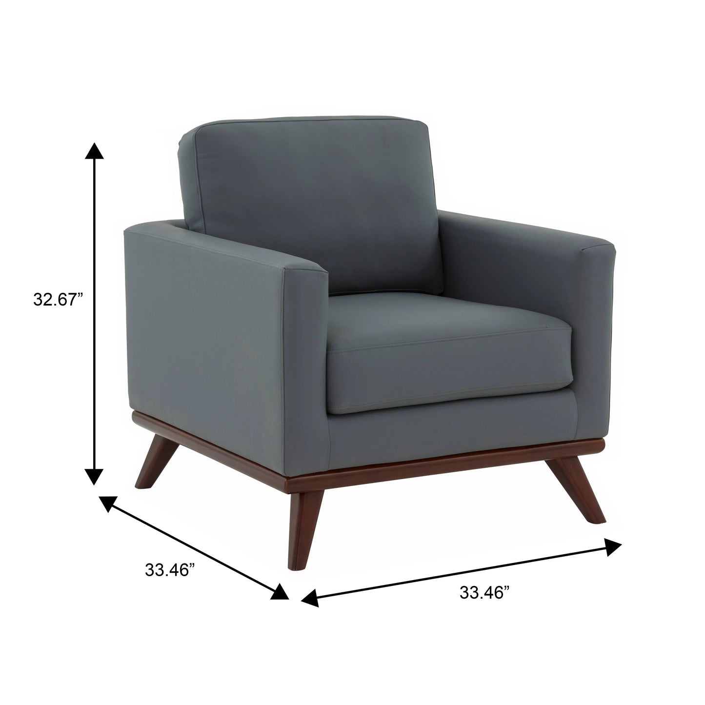 Chester Leather Accent Arm Chair with Birch Wood Base