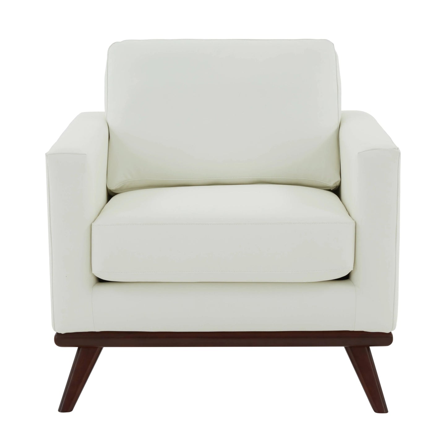 Chester Leather Accent Arm Chair with Birch Wood Base