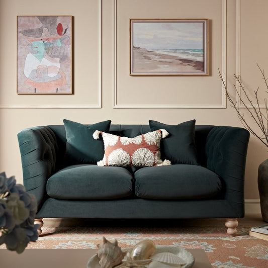 Chesterfield 2-Seater Sofa in Aegean Blue Velvet