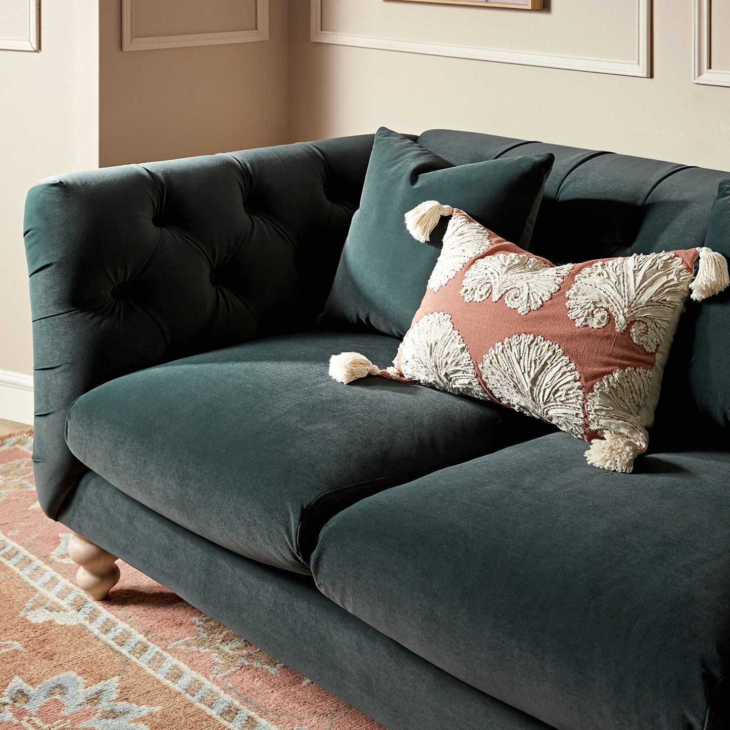 Chesterfield 2-Seater Sofa in Aegean Blue Velvet