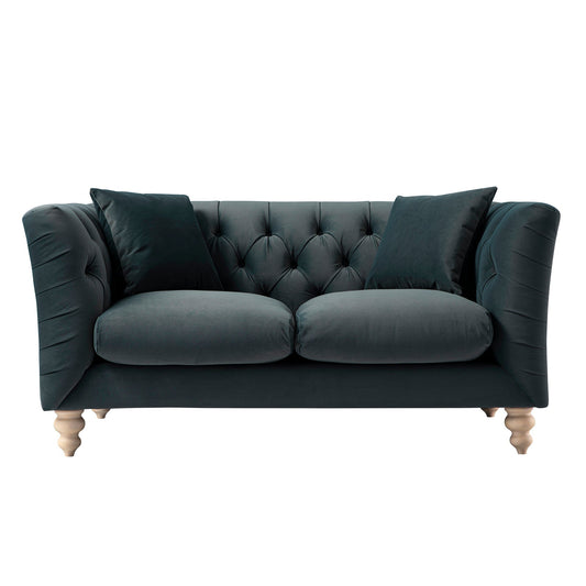 Chesterfield 2-Seater Sofa in Aegean Blue Velvet
