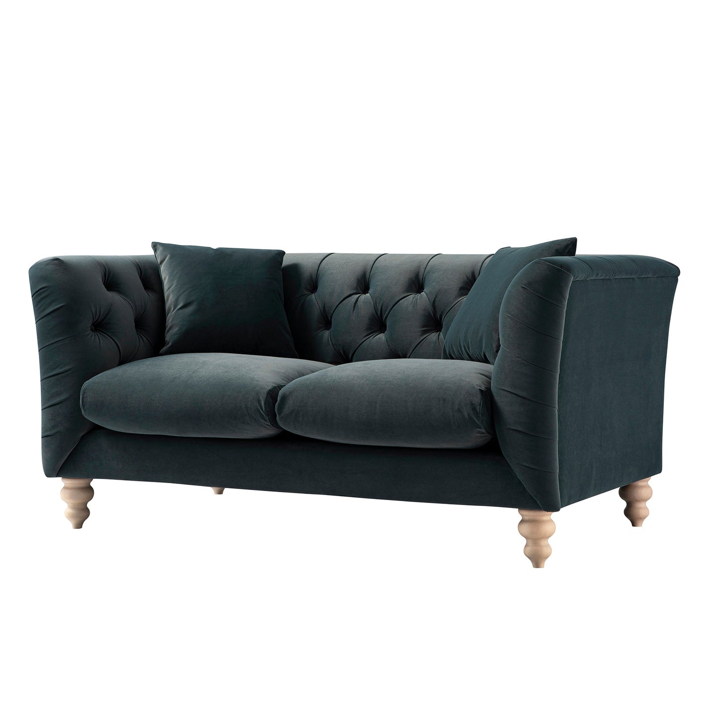 Chesterfield 2-Seater Sofa in Aegean Blue Velvet