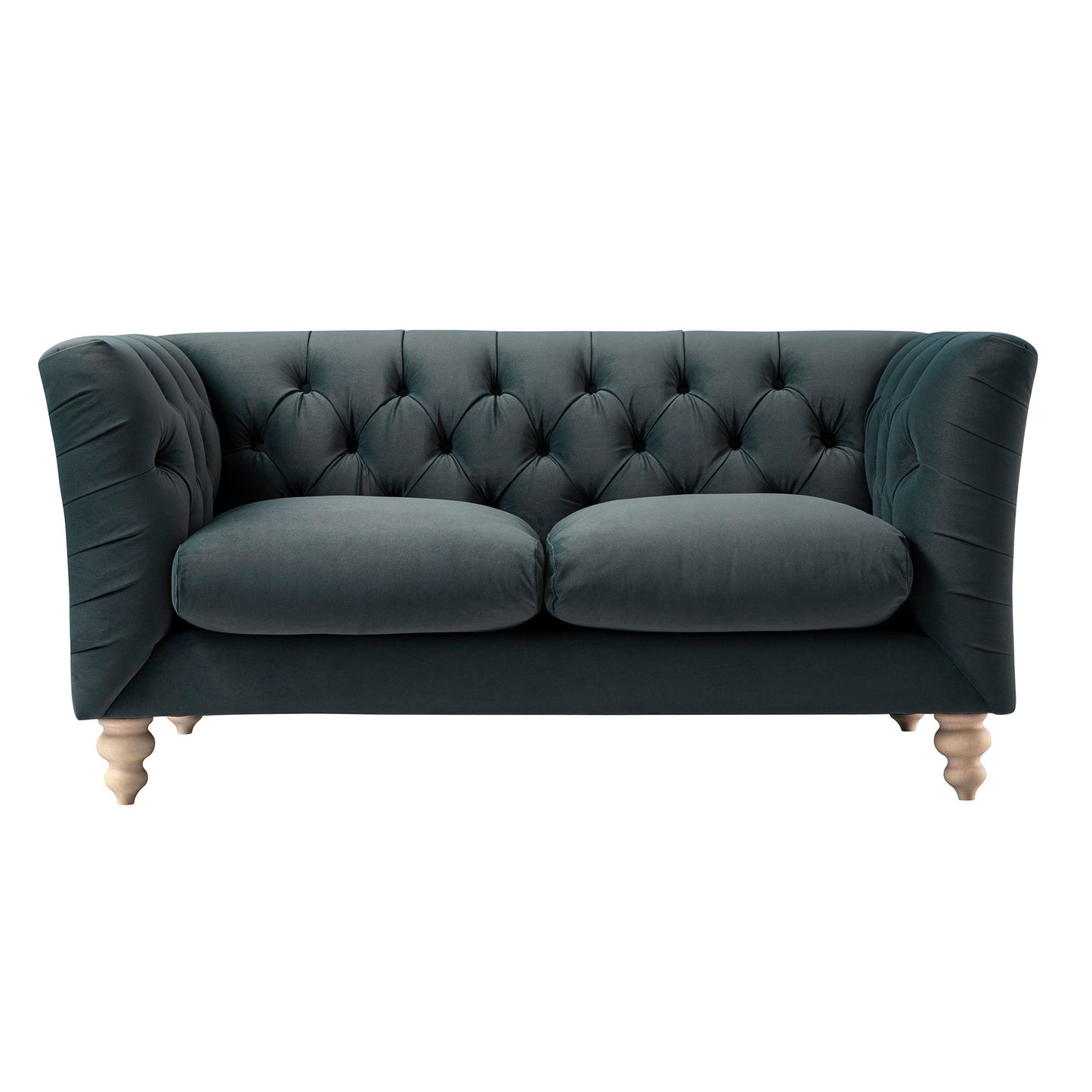 Chesterfield 2-Seater Sofa in Aegean Blue Velvet
