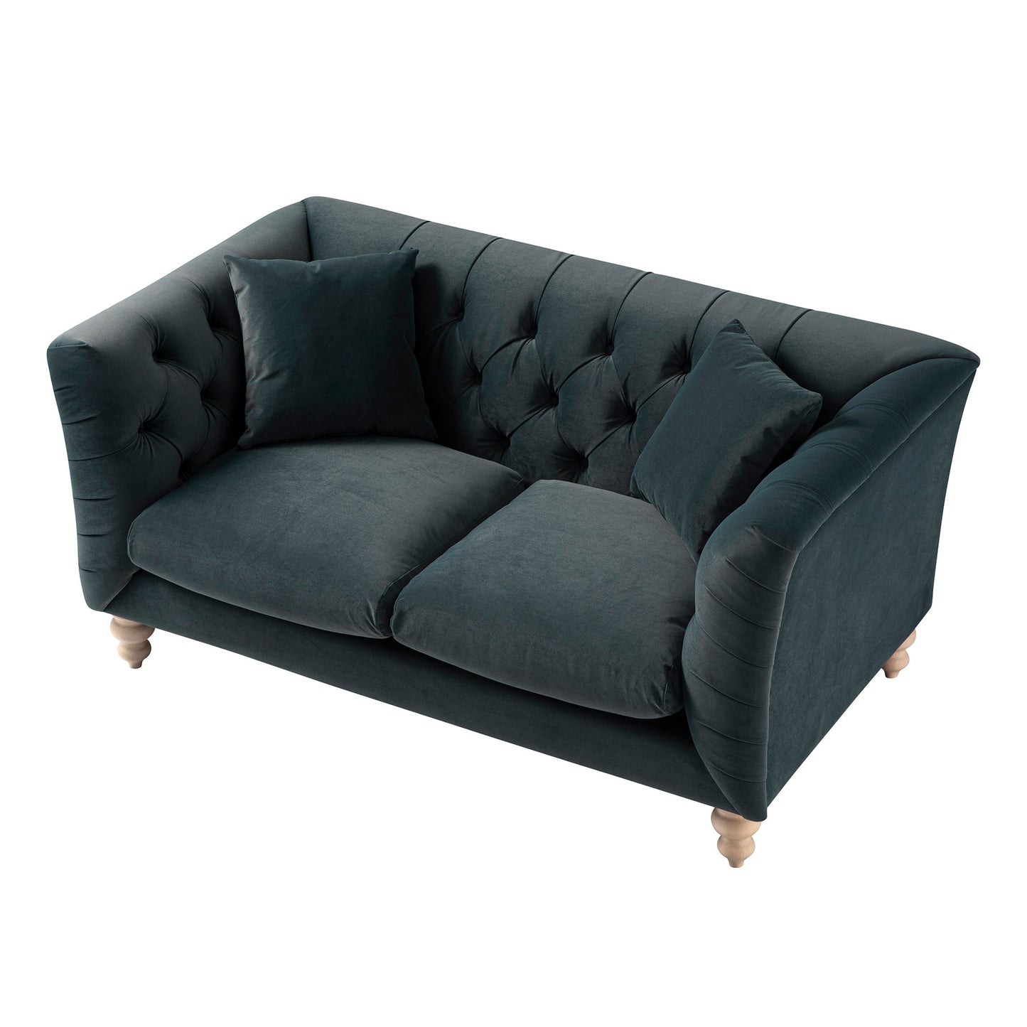 Chesterfield 2-Seater Sofa in Aegean Blue Velvet
