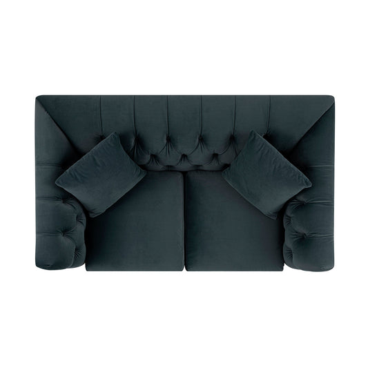 Chesterfield 2-Seater Sofa in Aegean Blue Velvet