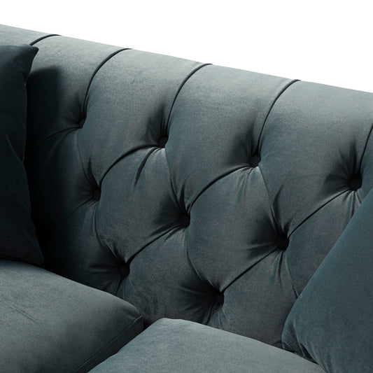 Chesterfield 2-Seater Sofa in Aegean Blue Velvet
