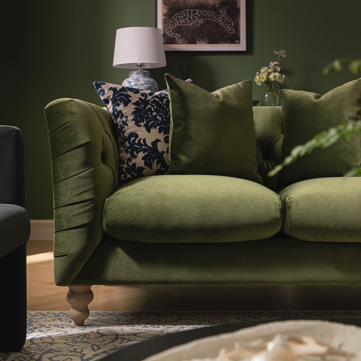 Chesterfield 2-Seater Sofa in Fern Green Velvet