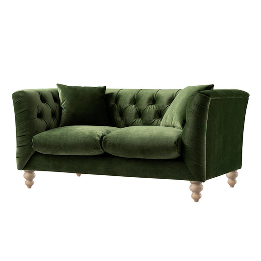 Chesterfield 2-Seater Sofa in Fern Green Velvet