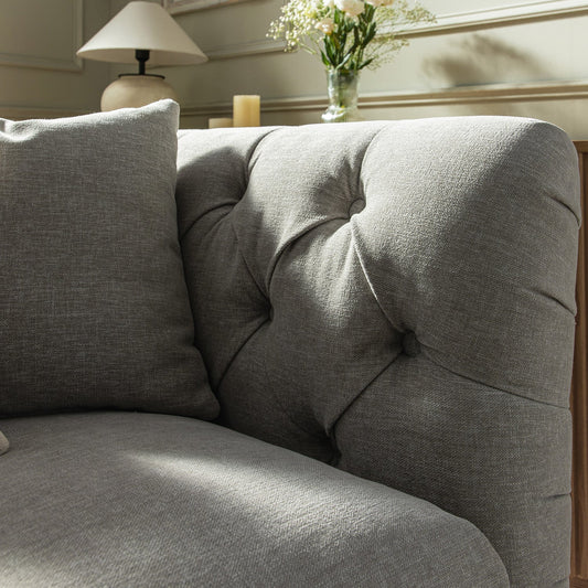 Chesterfield 2-Seater Sofa in Mist Grey Chenille