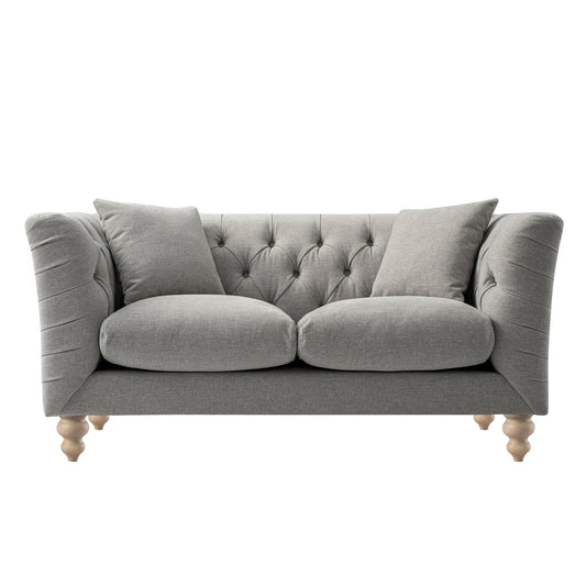 Chesterfield 2-Seater Sofa in Mist Grey Chenille