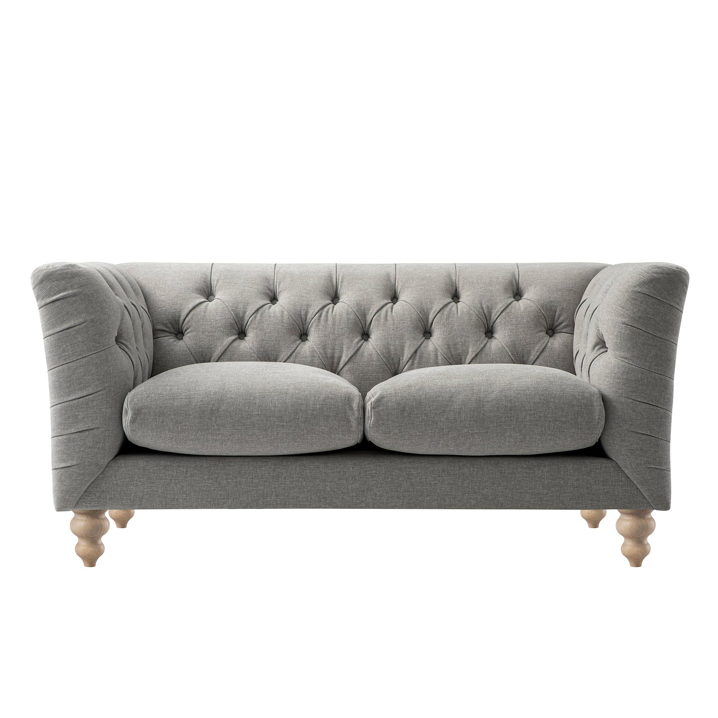 Chesterfield 2-Seater Sofa in Mist Grey Chenille