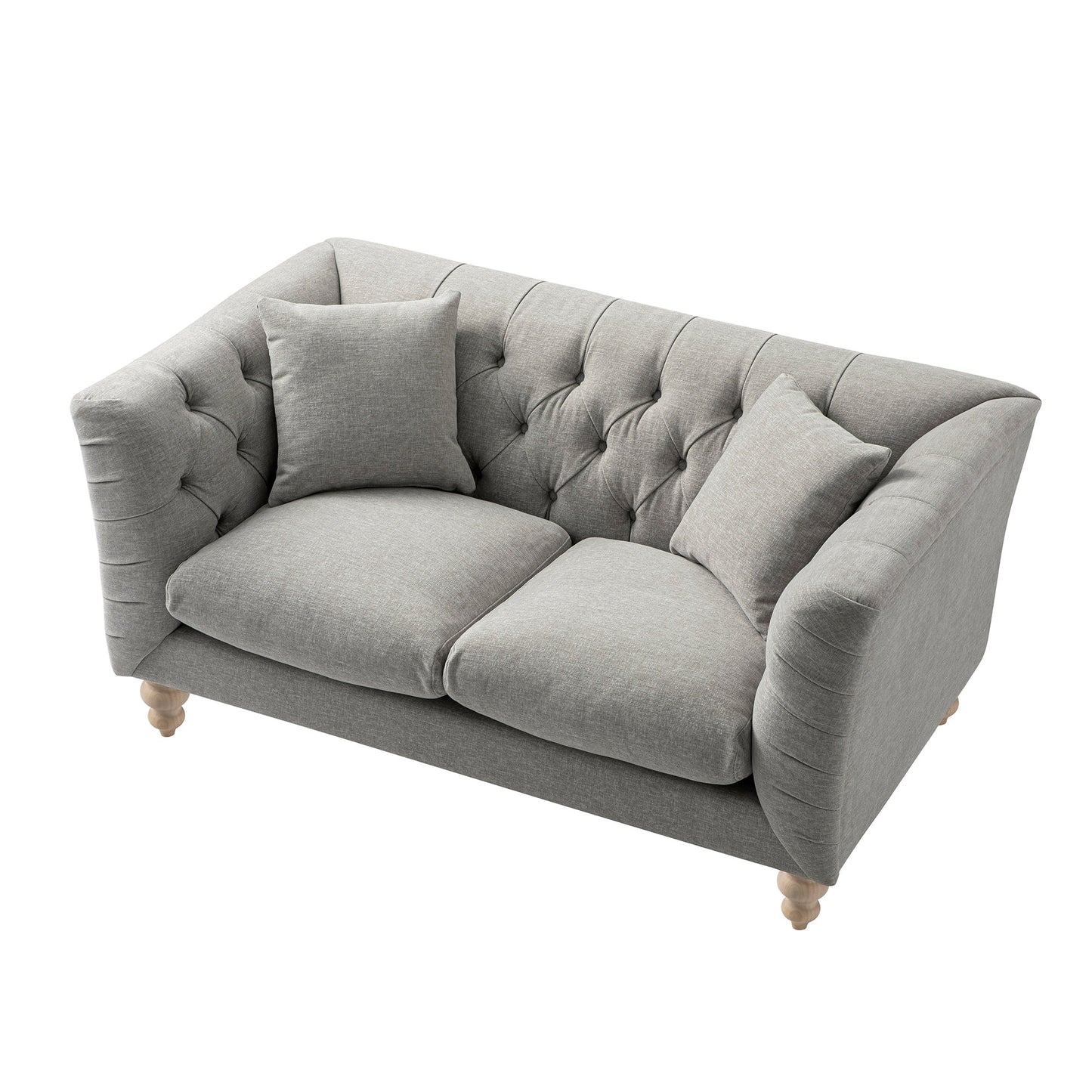 Chesterfield 2-Seater Sofa in Mist Grey Chenille