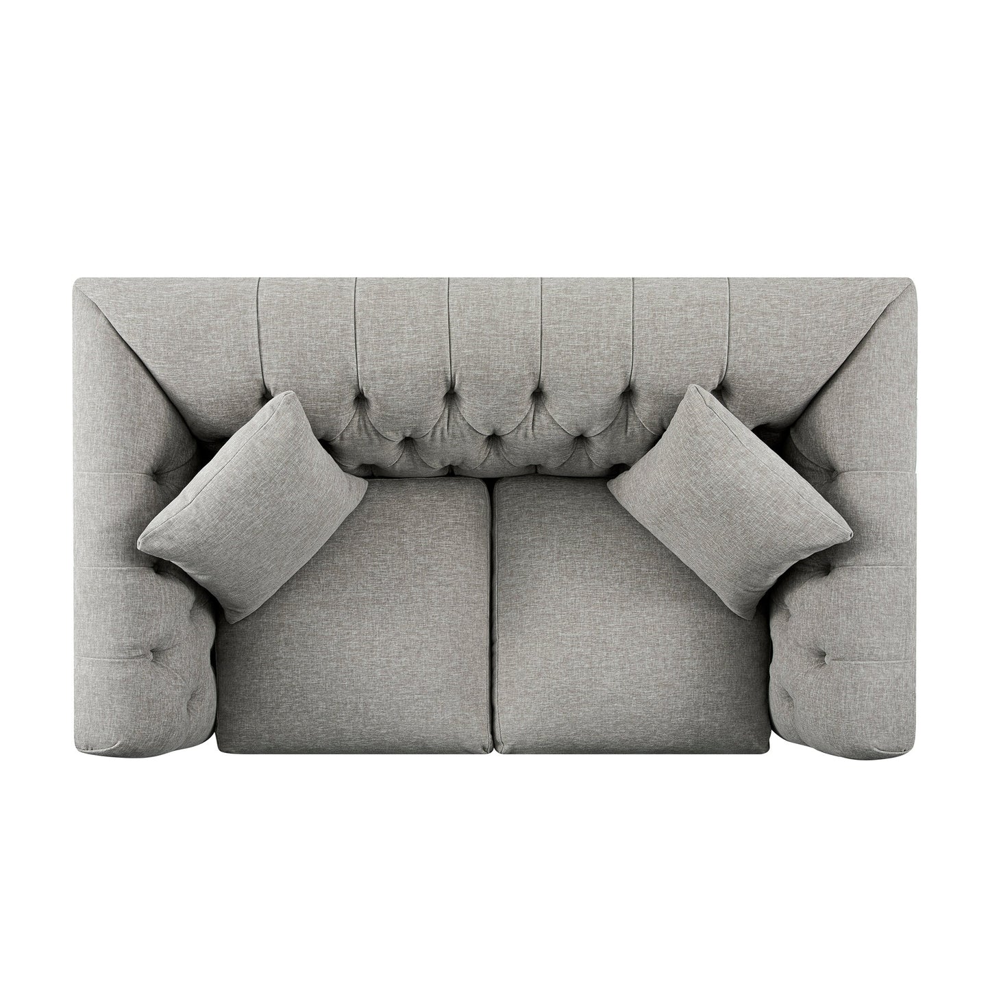 Chesterfield 2-Seater Sofa in Mist Grey Chenille