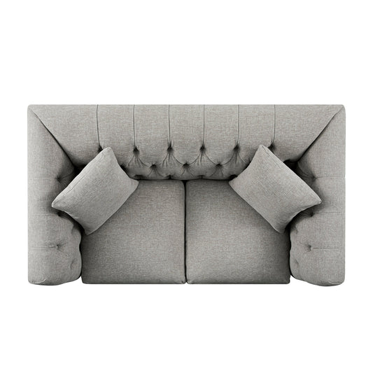 Chesterfield 2-Seater Sofa in Mist Grey Chenille
