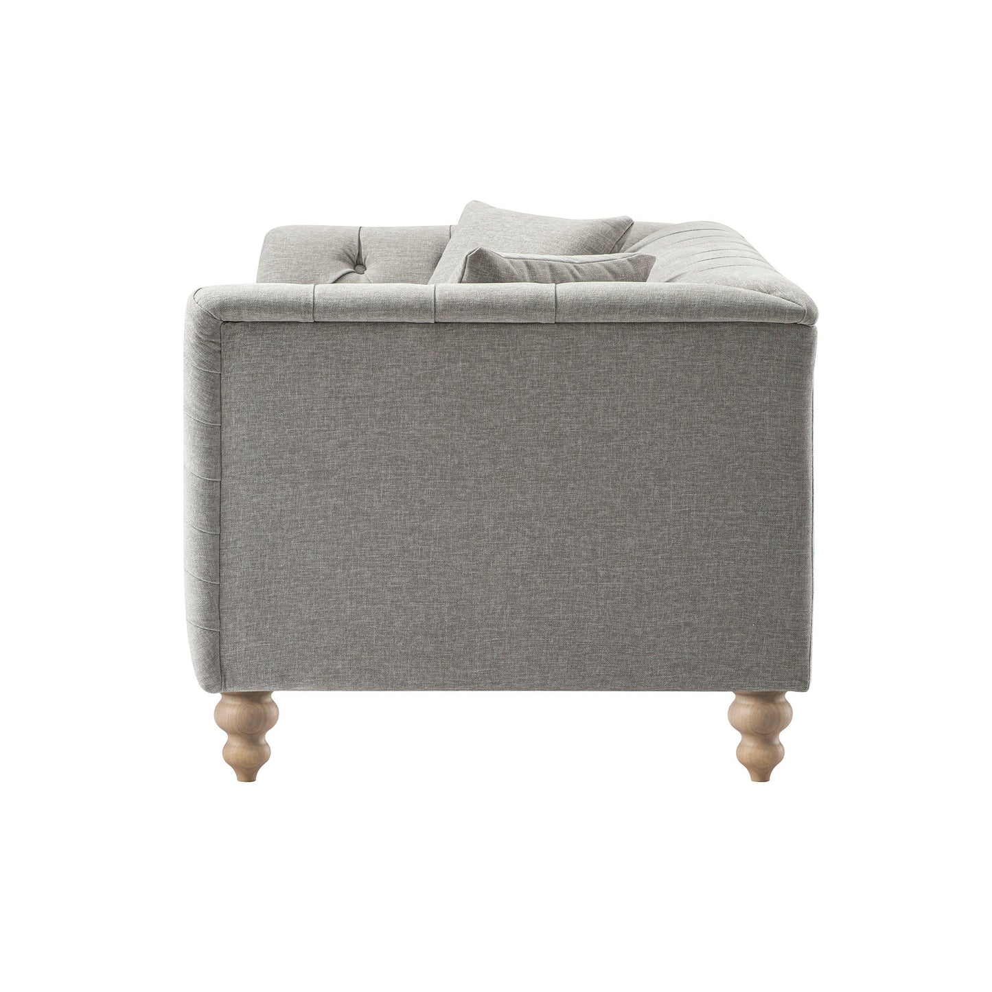 Chesterfield 2-Seater Sofa in Mist Grey Chenille