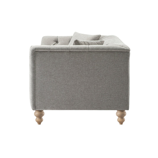 Chesterfield 2-Seater Sofa in Mist Grey Chenille