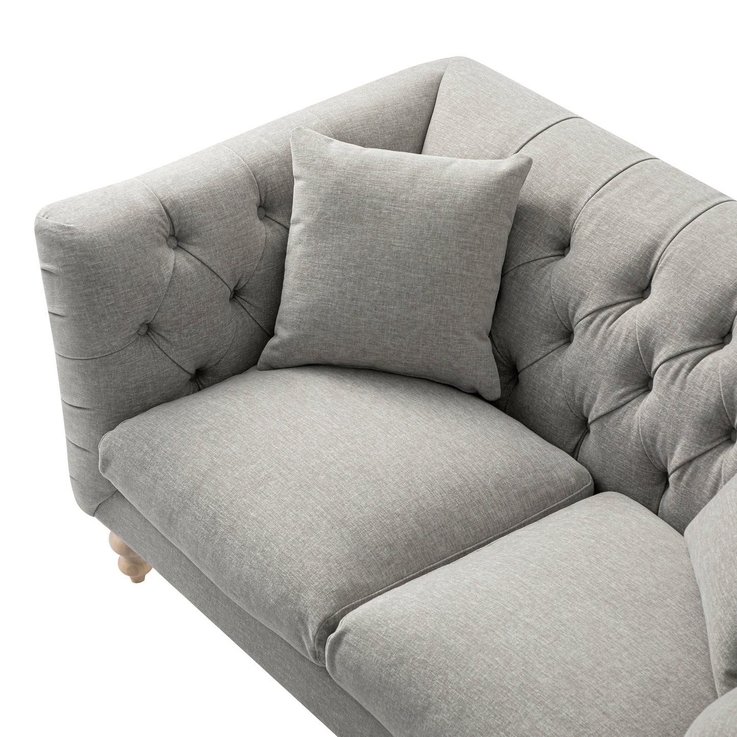 Chesterfield 2-Seater Sofa in Mist Grey Chenille