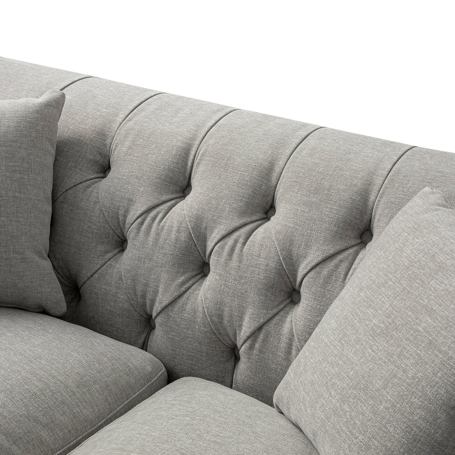 Chesterfield 2-Seater Sofa in Mist Grey Chenille