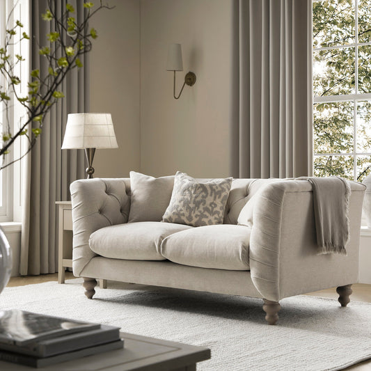 Chesterfield 2-Seater Sofa in Oatmeal Chenille