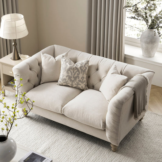 Chesterfield 2-Seater Sofa in Oatmeal Chenille