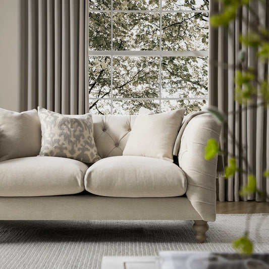 Chesterfield 2-Seater Sofa in Oatmeal Chenille