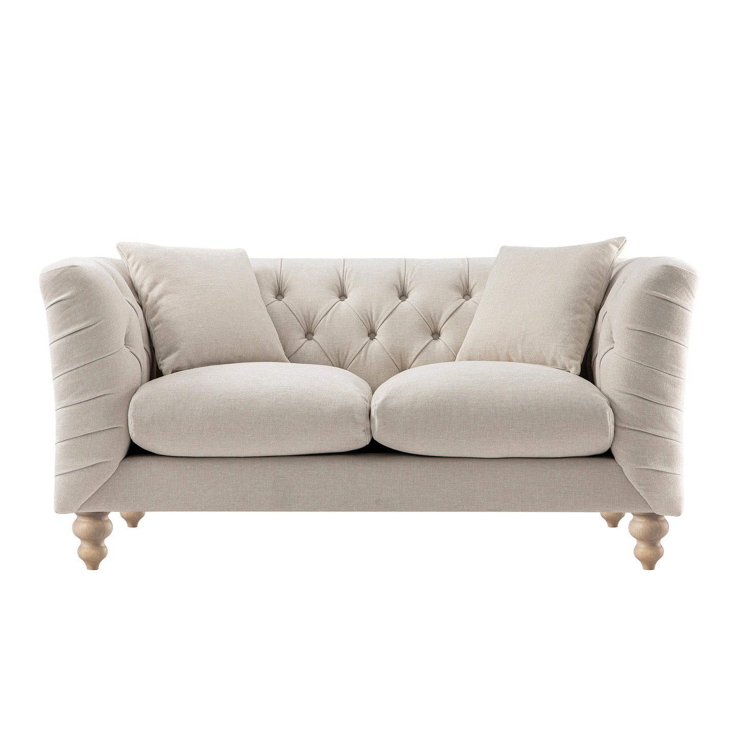 Chesterfield 2-Seater Sofa in Oatmeal Chenille