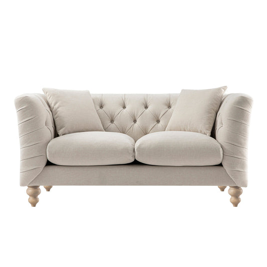 Chesterfield 2-Seater Sofa in Oatmeal Chenille