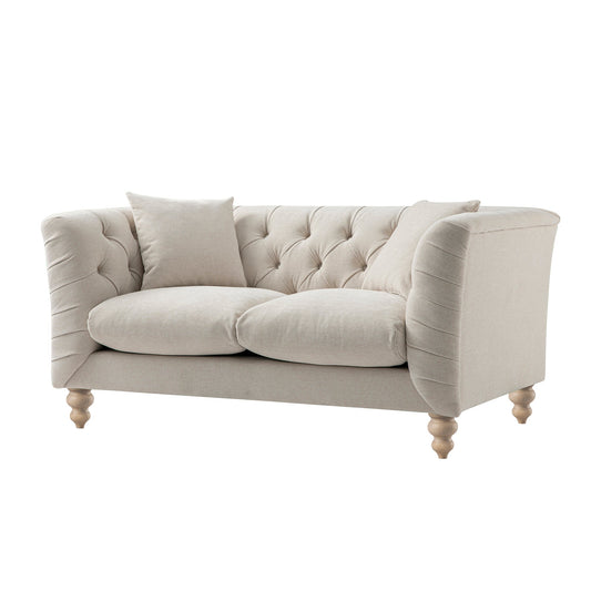 Chesterfield 2-Seater Sofa in Oatmeal Chenille