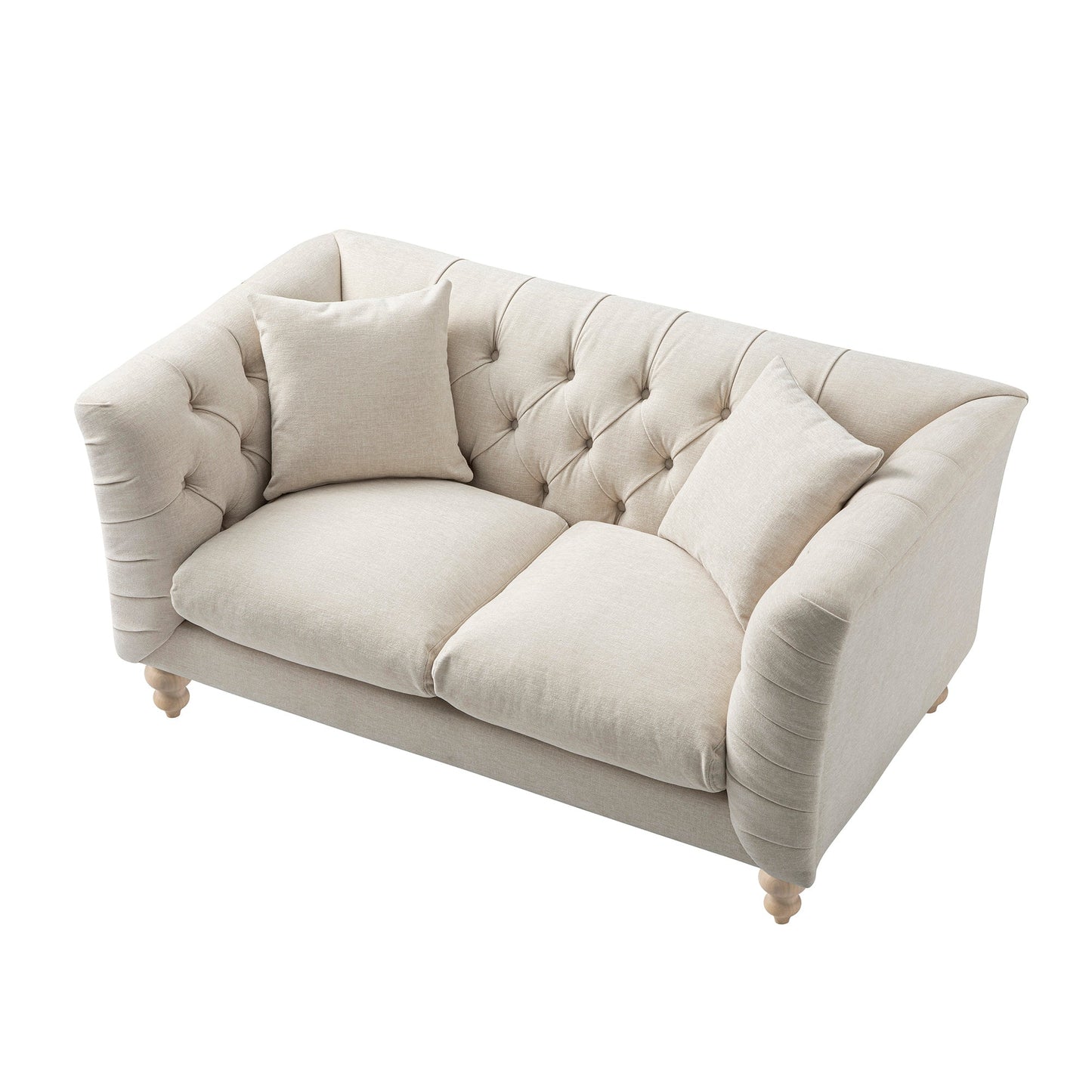 Chesterfield 2-Seater Sofa in Oatmeal Chenille