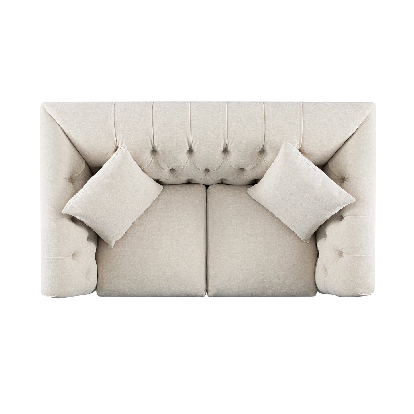 Chesterfield 2-Seater Sofa in Oatmeal Chenille