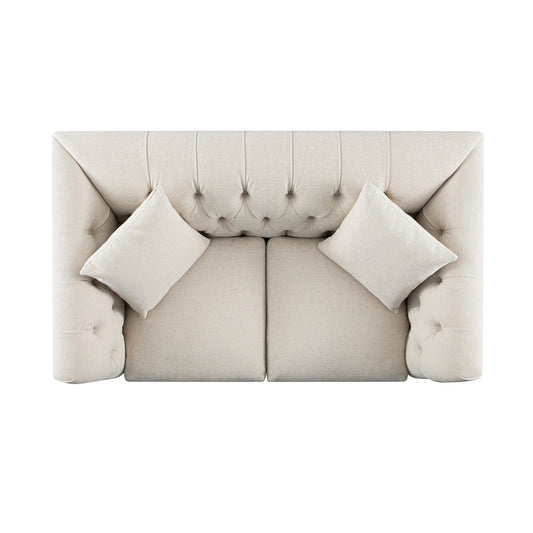 Chesterfield 2-Seater Sofa in Oatmeal Chenille