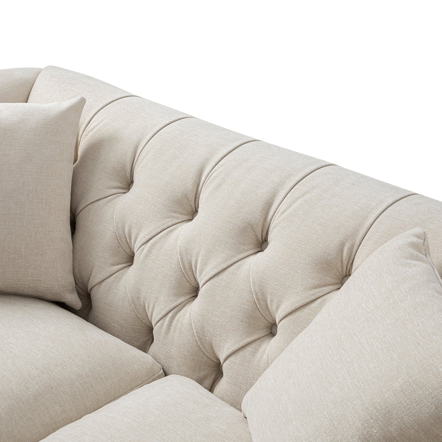 Chesterfield 2-Seater Sofa in Oatmeal Chenille