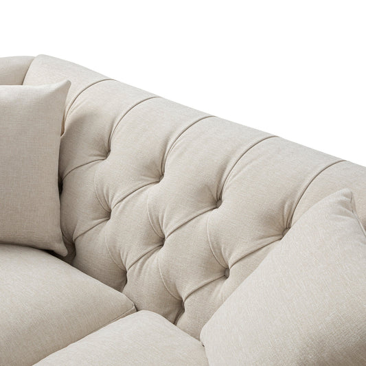 Chesterfield 2-Seater Sofa in Oatmeal Chenille