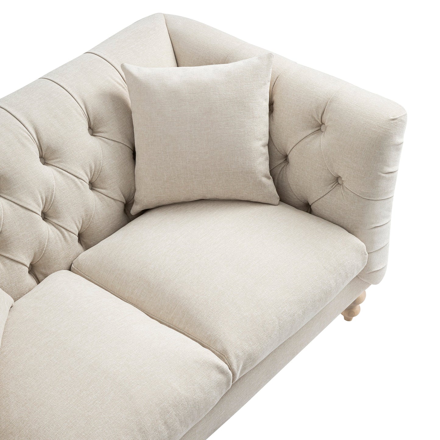 Chesterfield 2-Seater Sofa in Oatmeal Chenille