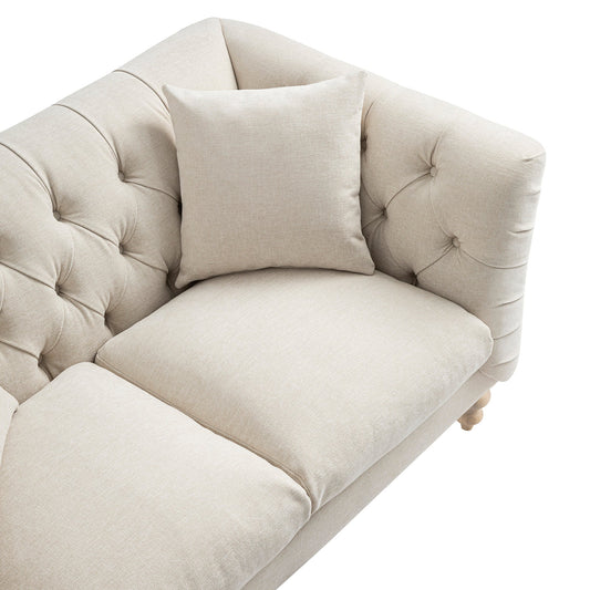 Chesterfield 2-Seater Sofa in Oatmeal Chenille