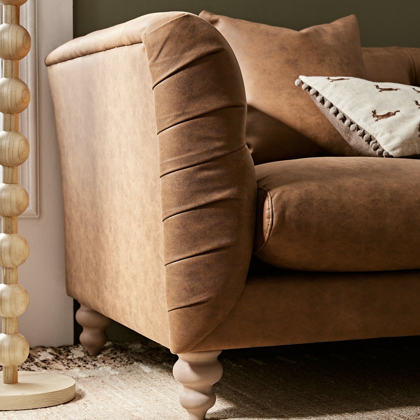 Chesterfield 2-Seater Sofa in Tan Faux Leather