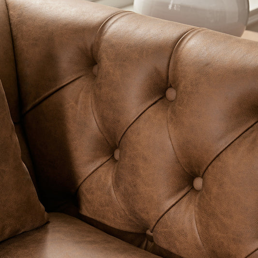 Chesterfield 2-Seater Sofa in Tan Faux Leather