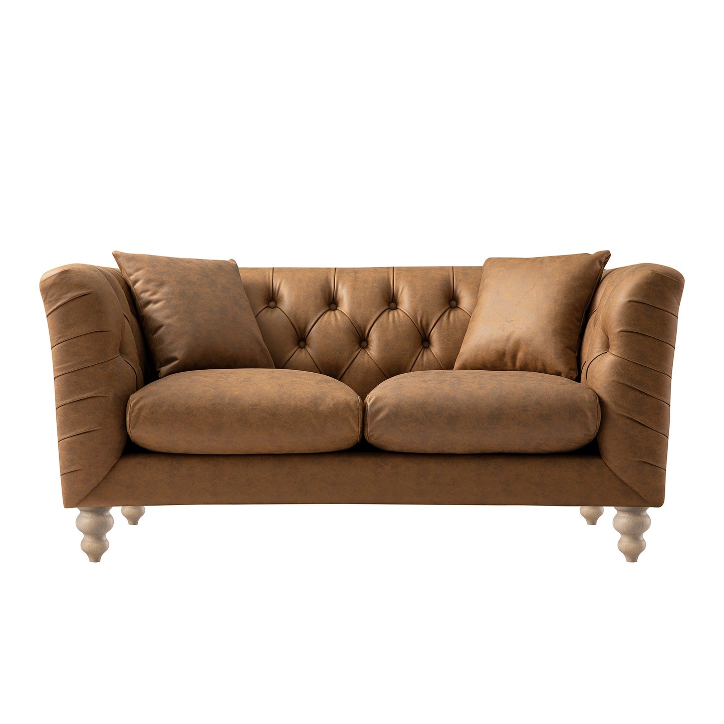 Chesterfield 2-Seater Sofa in Tan Faux Leather