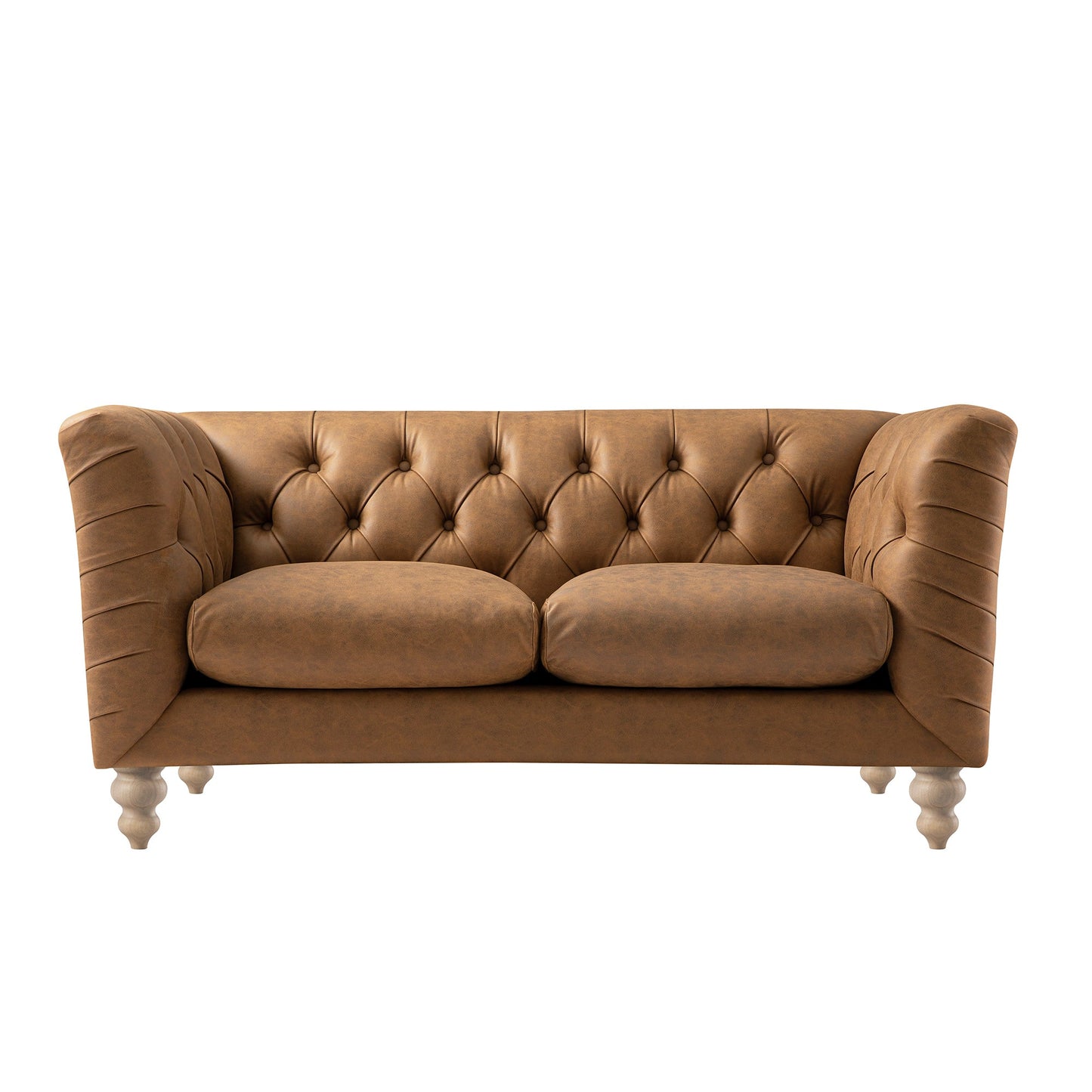 Chesterfield 2-Seater Sofa in Tan Faux Leather