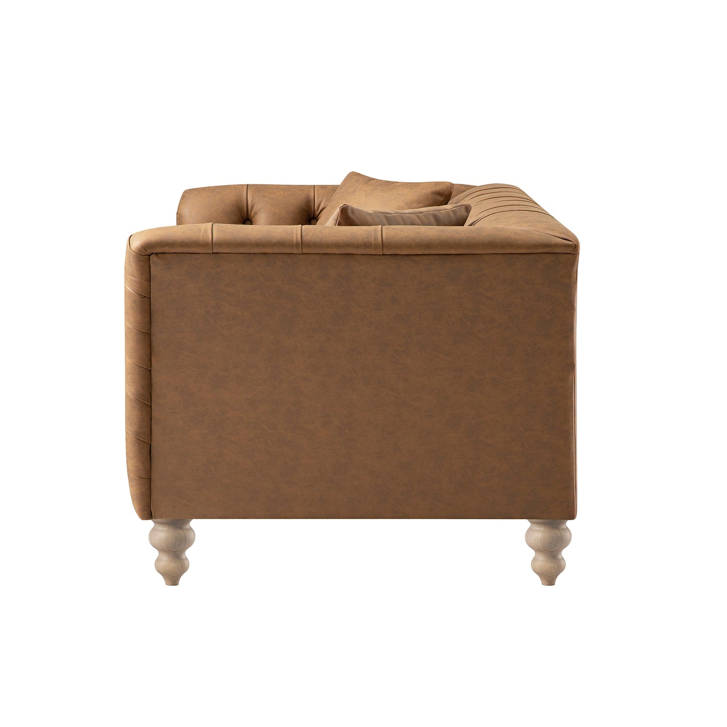 Chesterfield 2-Seater Sofa in Tan Faux Leather