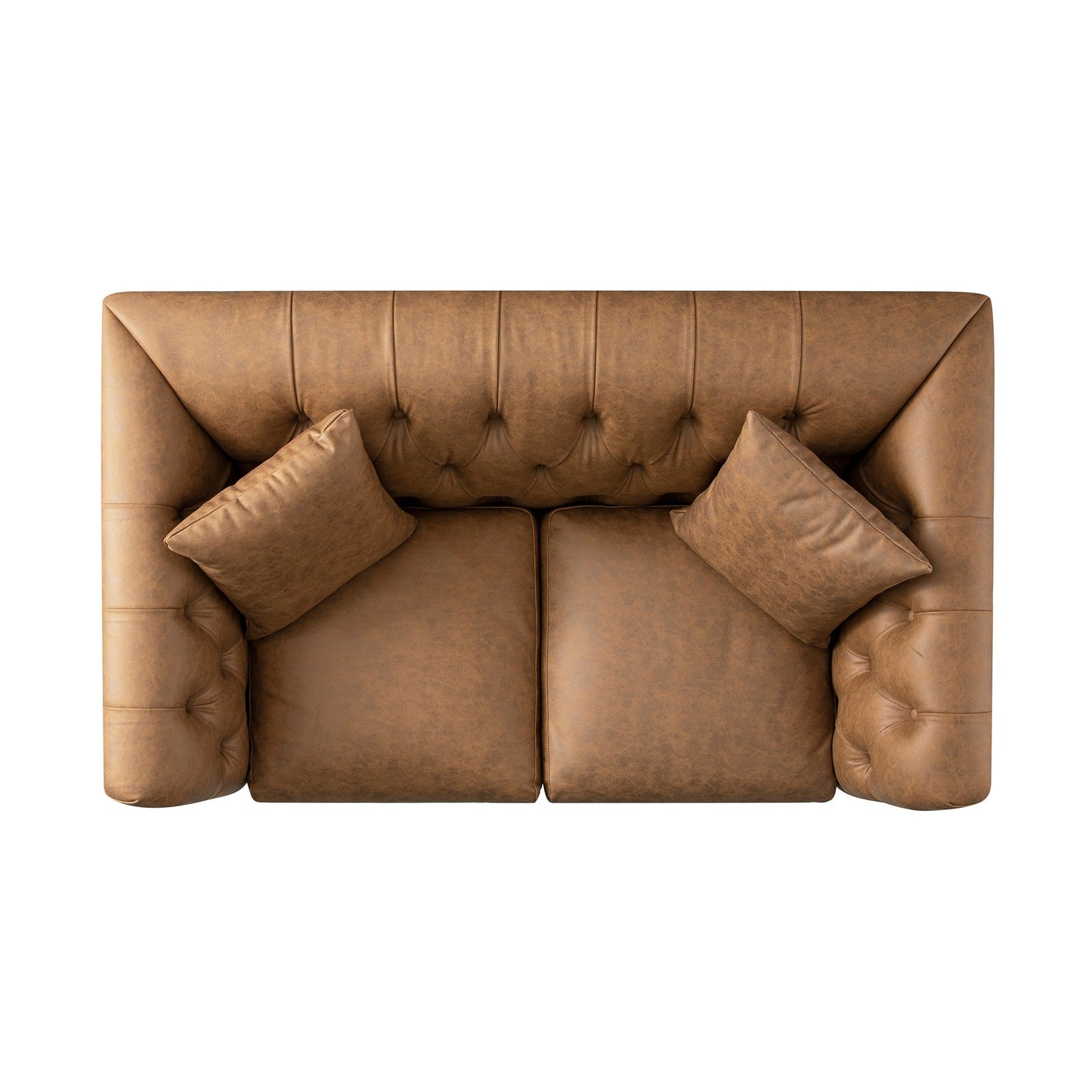 Chesterfield 2-Seater Sofa in Tan Faux Leather