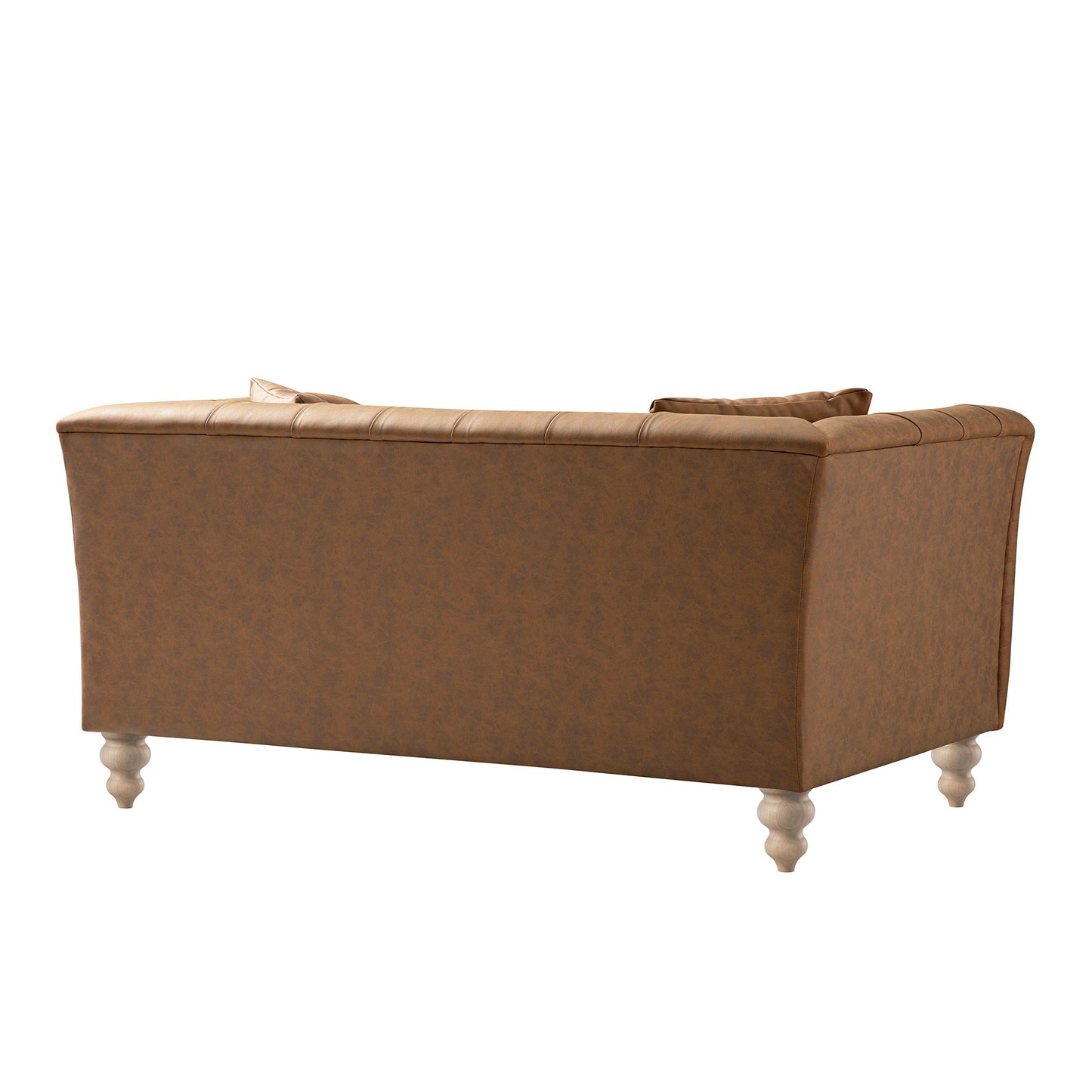 Chesterfield 2-Seater Sofa in Tan Faux Leather