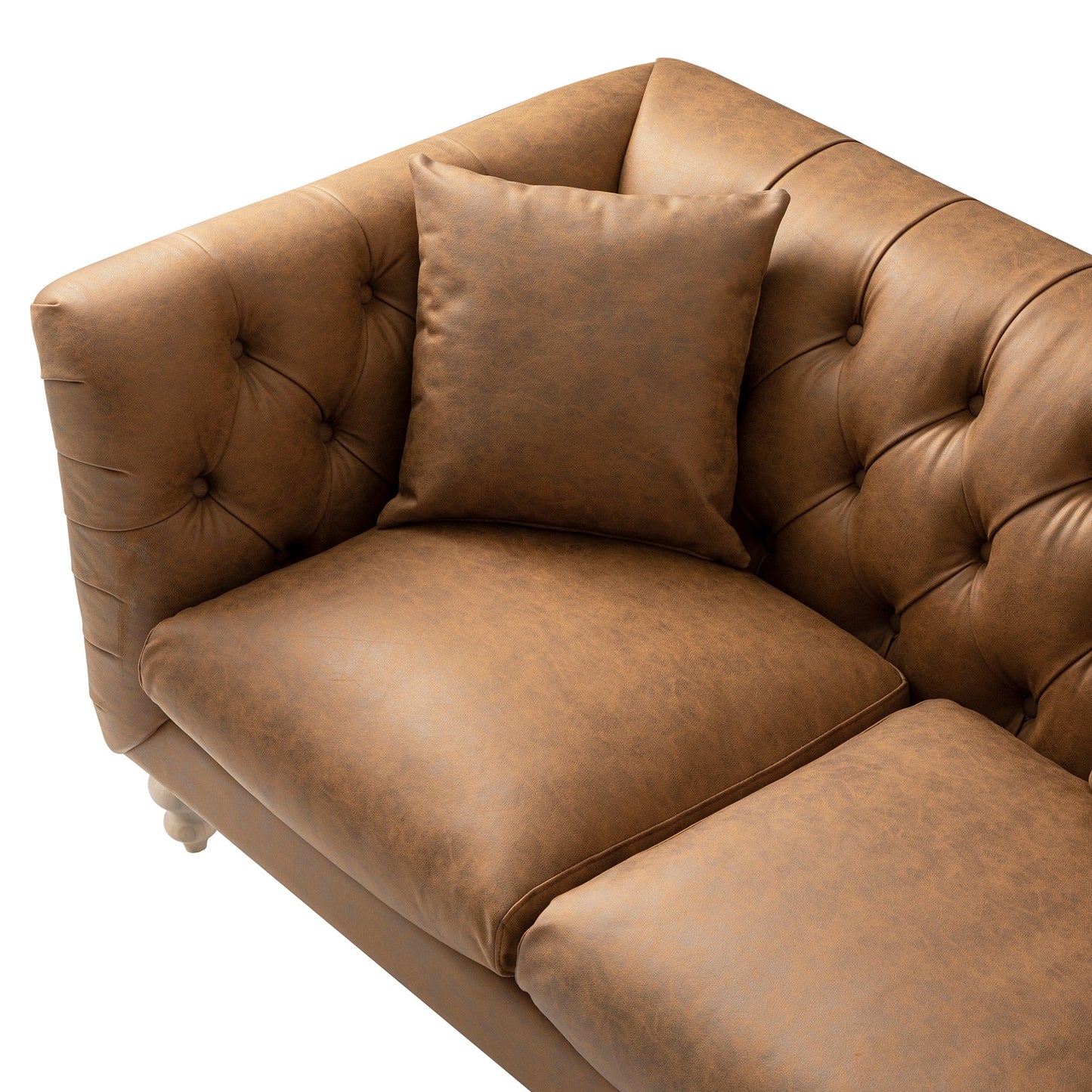 Chesterfield 2-Seater Sofa in Tan Faux Leather