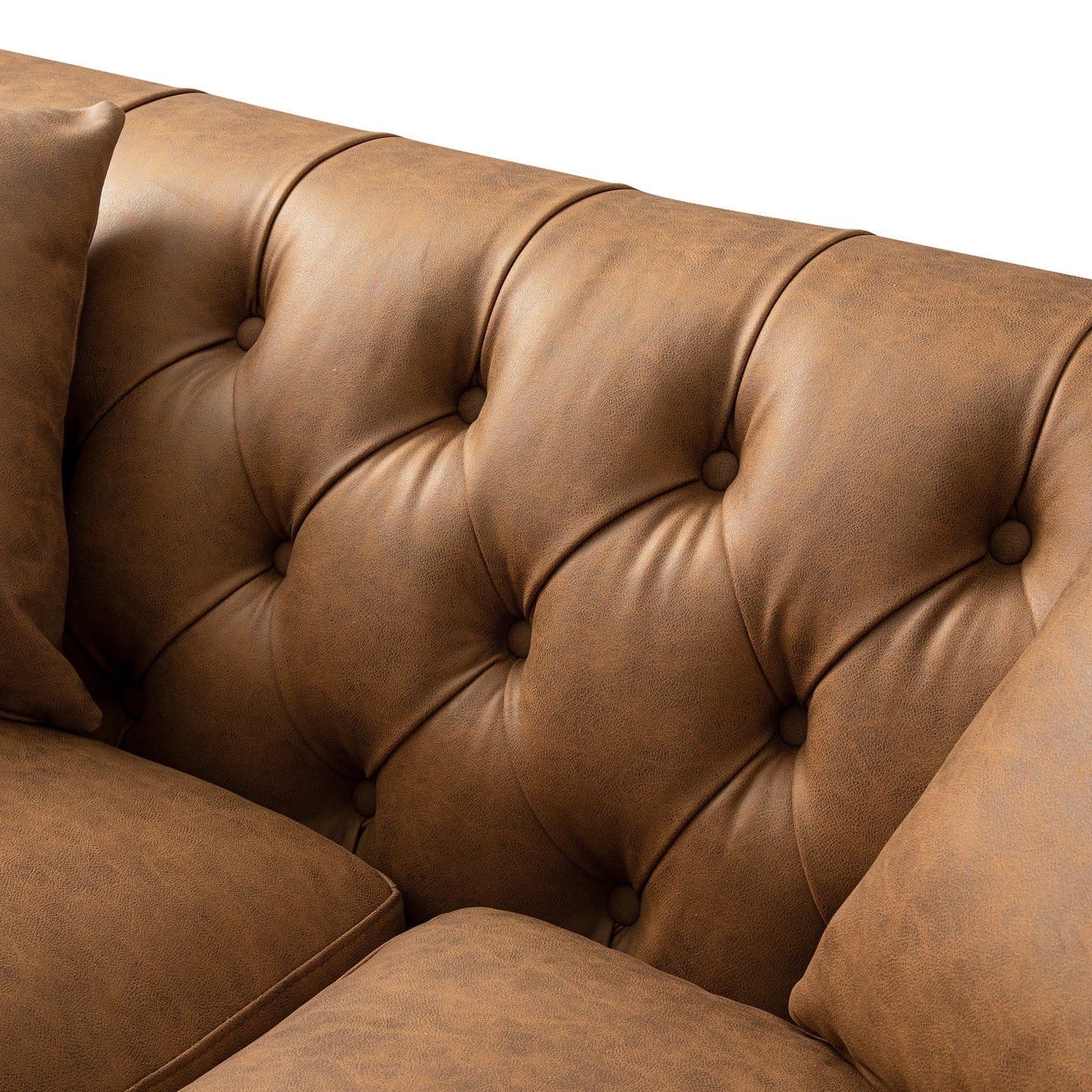 Chesterfield 2-Seater Sofa in Tan Faux Leather
